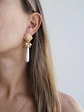 Aros con base rombo con circonita, perla larga y racimo - Miniatura 4