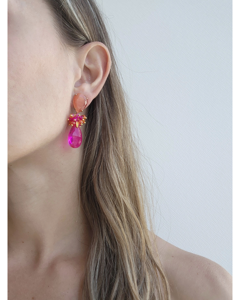 Aros naranjo con fucsia y racimo