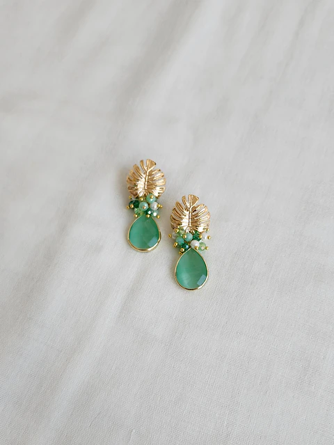Aros hoja cristal verde menta y racimo