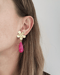 Aros flor jade fucsia