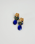 Aros flor con cristal azul y racimo