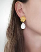 Aros flor y perla natural mediana - Miniatura 3