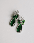 Aros cristal verde con circonitas y racimo