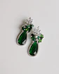 Aros cristal verde con circonitas y racimo - Miniatura 2