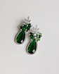 Aros cristal verde con circonitas y racimo - Miniatura 1
