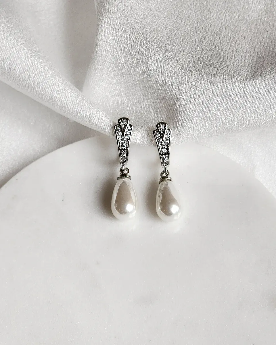 Argolla vintage circonitas y perla gota 1