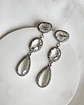 Aros largos, cuarzo, cristal transparente y blanco con circonitas - Miniatura 3