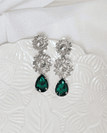 Aros doble con cristal verde