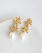Aros doble flor con perla natural - Miniatura 2