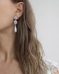 Aros largos de circonita y perla plateado - Miniatura 3