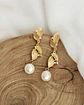 Aros doble hoja con perla natural - Miniatura 2