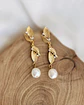 Aros doble hoja con perla natural - Miniatura 1