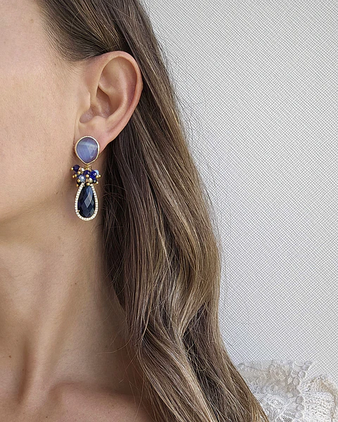Aros azul con racimo
