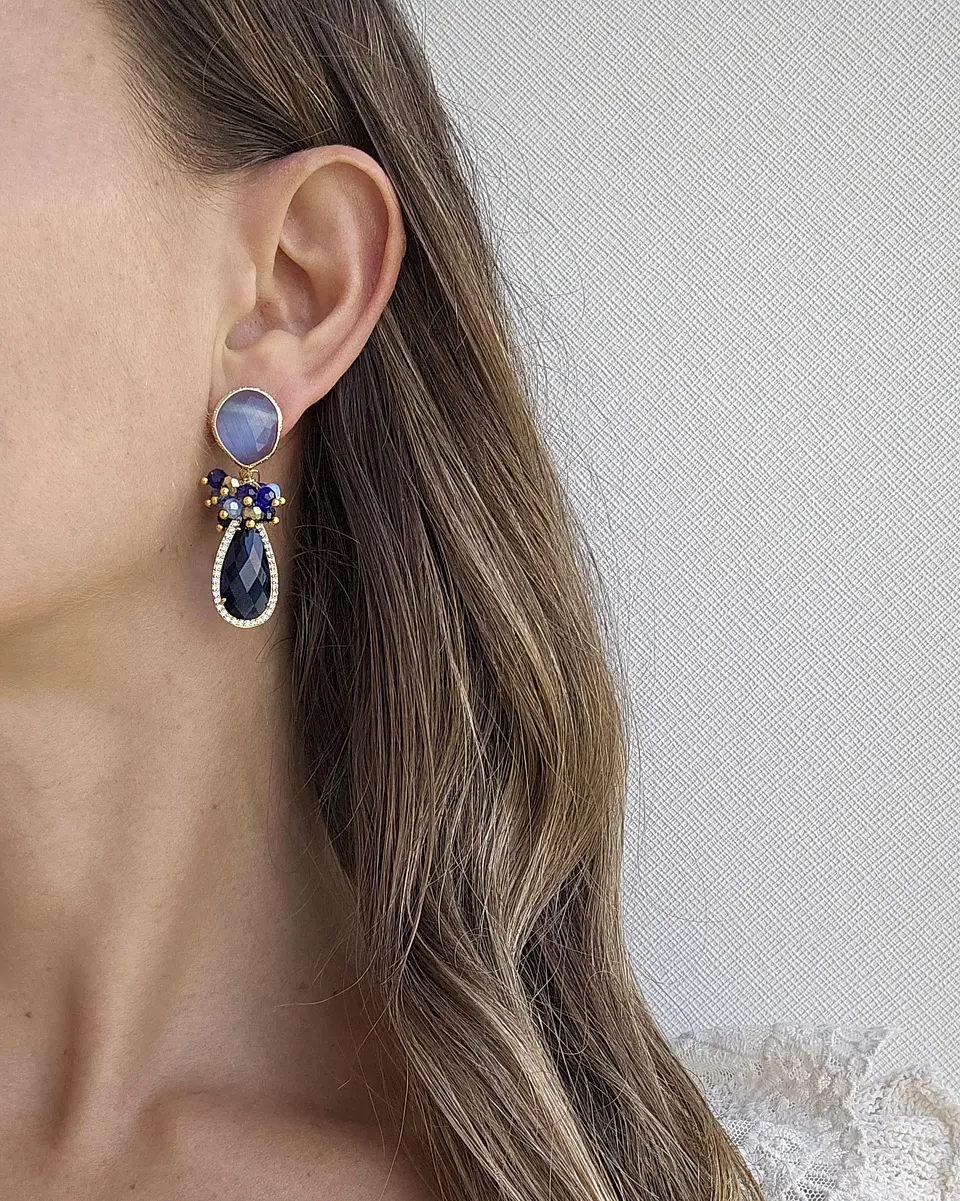 Aros azul con racimo 2