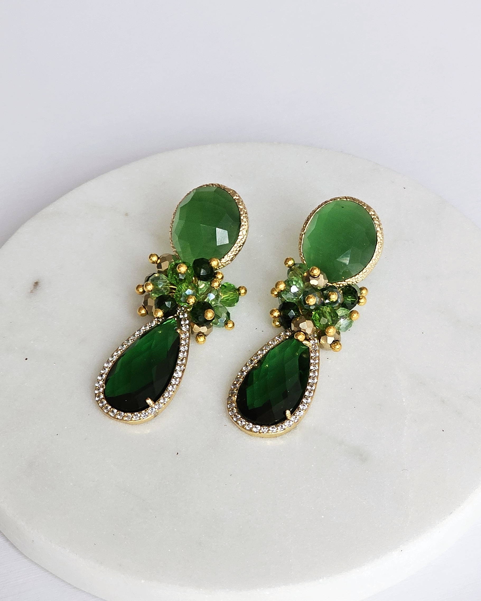 Aros crin Verdes plata