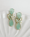 Aros menta con racimo con perlas