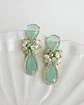 Aros menta con racimo con perlas - Miniatura 1