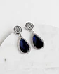 Aros plata circonita vintage con cristal azul - Miniatura 2