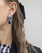 Aros de circonita con cristal azul y racimo - Miniatura 4