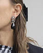 Aros plata mándala con circonitas y cristal negro - Miniatura 3