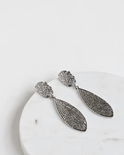 Aros hoja alargada silver