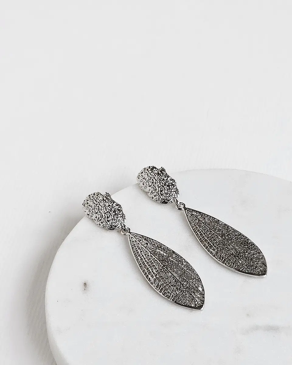 Aros hoja alargada silver 2