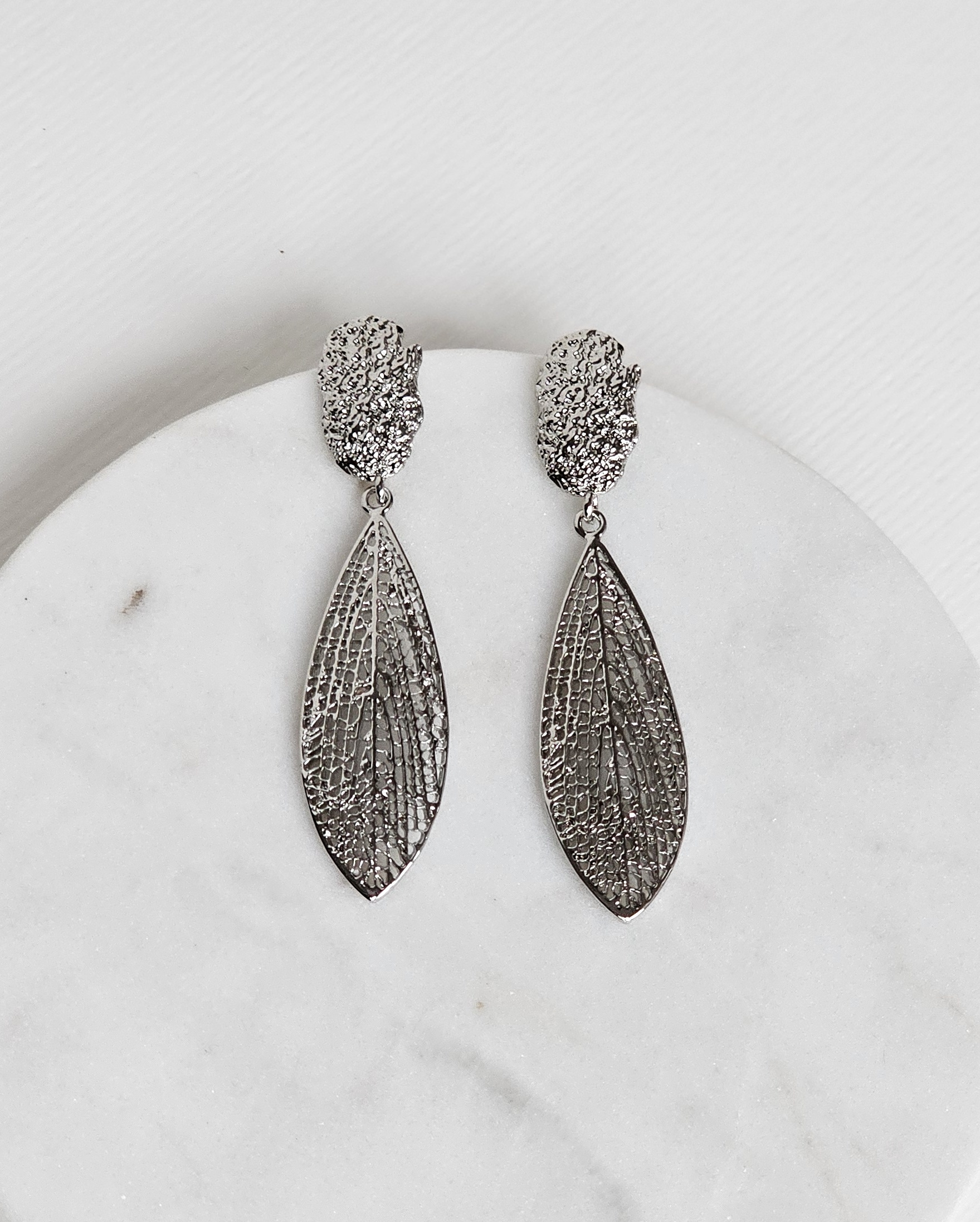Aros hoja alargada silver