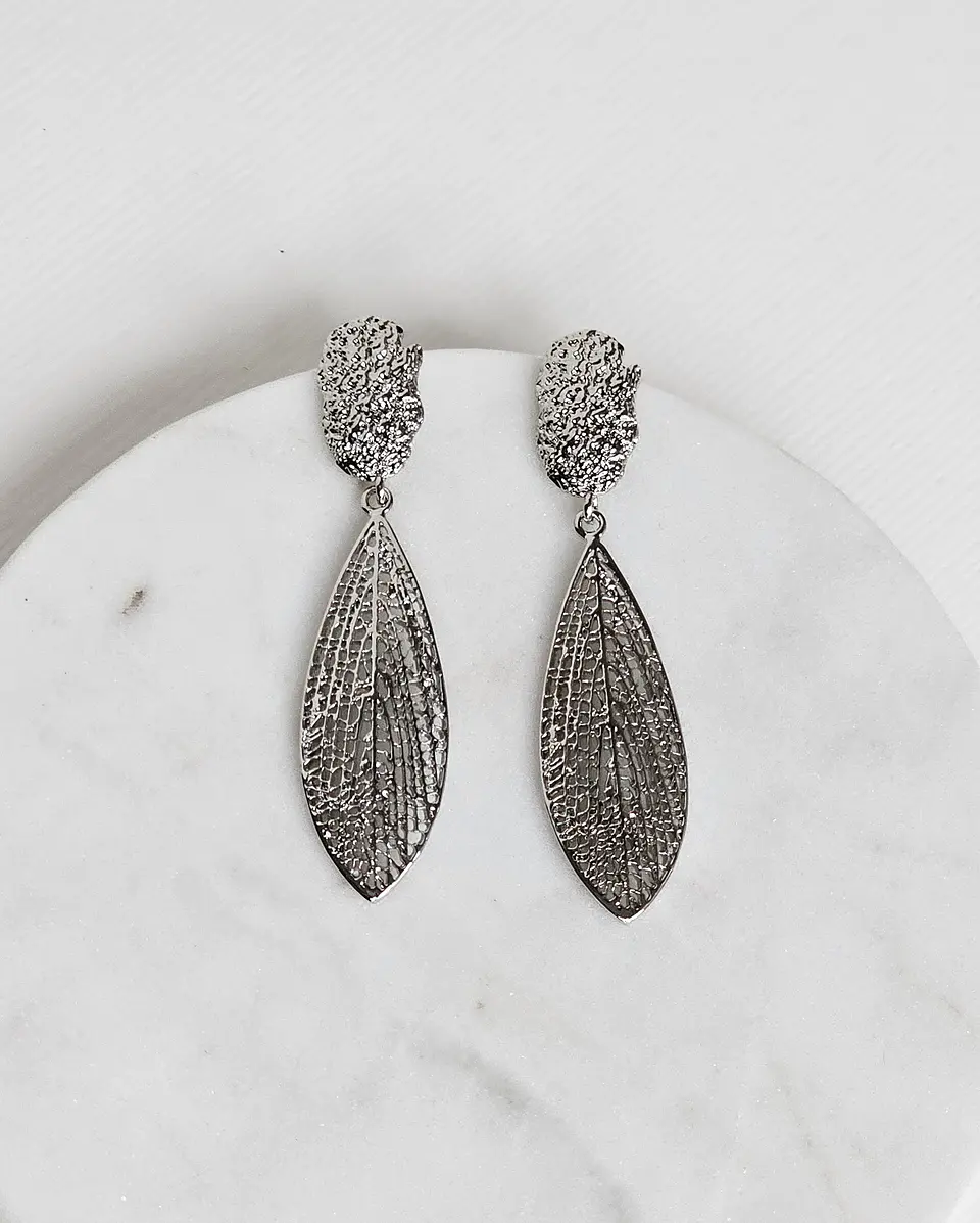 Aros hoja alargada silver 1
