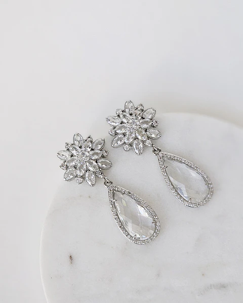 Aros con circonitas y cristal transparente