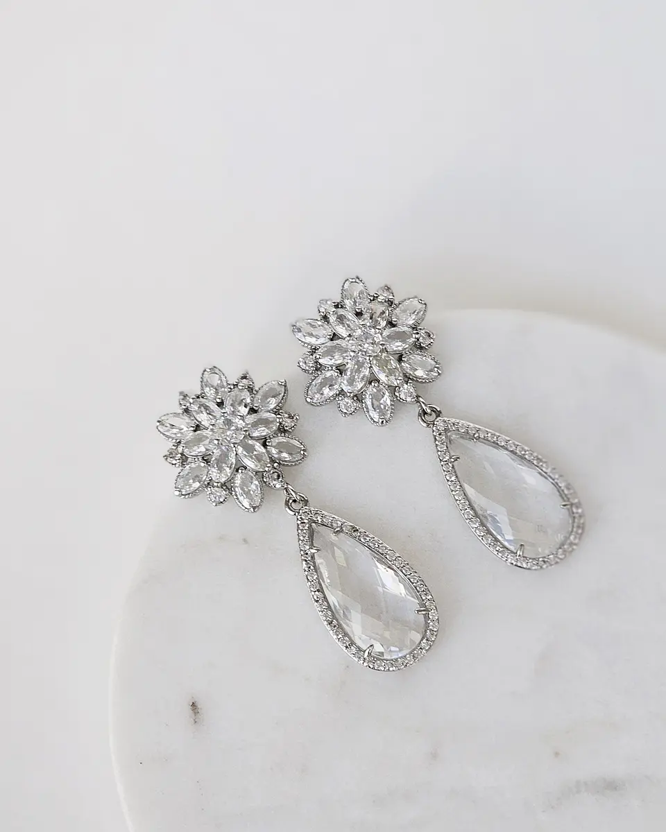 Aros con circonitas y cristal transparente 2