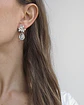 Aros plateados tres flores con cristal - Miniatura 3