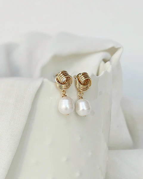 Aros vintage con perla natural