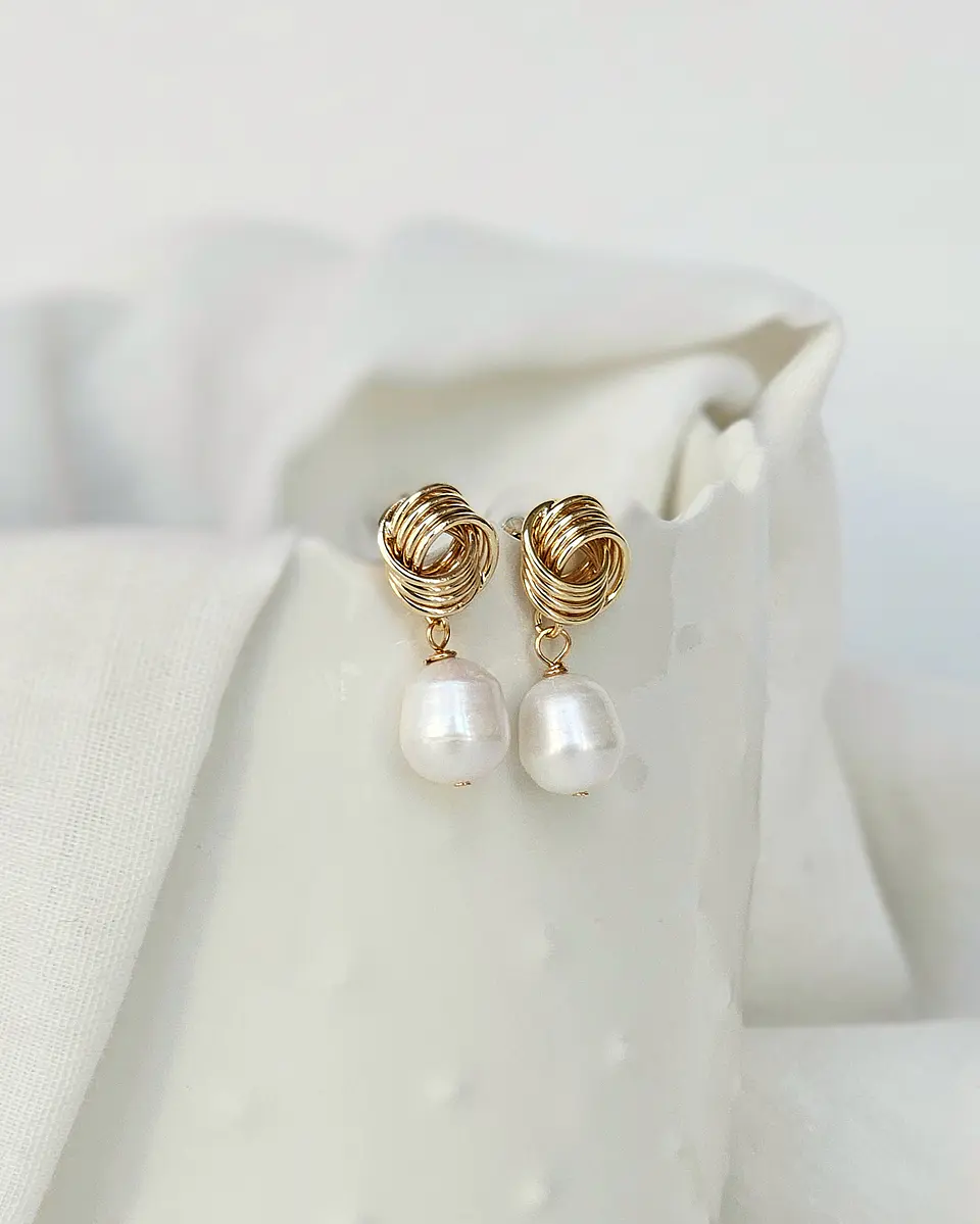 Aros vintage con perla natural 1