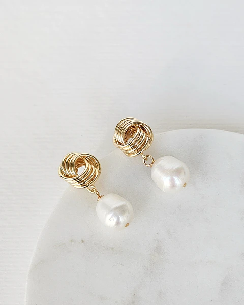 Aros vintage con perla natural