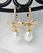 Aros argolla hoja y perla gold - Miniatura 2