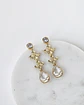 Aros circonita doble flor y cristal oro - Miniatura 2