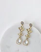 Aros circonita doble flor y cristal oro - Miniatura 1