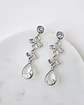 Aros circonita doble flor y cristal plata - Miniatura 1