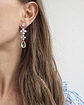 Aros circonita doble flor y cristal plata - Miniatura 3