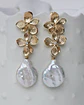 Aros doble flor con perla barroca natural - Miniatura 2