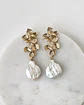 Aros doble flor con perla barroca natural - Miniatura 4