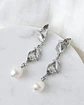 Aros con doble hoja con perla natural plata - Miniatura 1