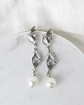 Aros con doble hoja con perla natural plata - Miniatura 2