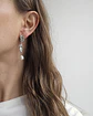 Aros con doble hoja con perla natural plata - Miniatura 3