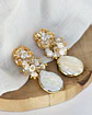 Aros flor con circonita, perla natural barroca y racimo - Miniatura 3