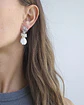 Aros tres flores circonita y perla natural silver - Miniatura 6