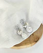 Aros tres flores circonita y perla natural silver - Miniatura 3