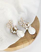 Aros tres flores circonita y perla natural gold - Miniatura 1