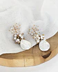 Aros tres flores circonita y perla natural gold - Miniatura 2