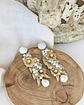 Aros bordados de perla con flores y hojas gold - Miniatura 1